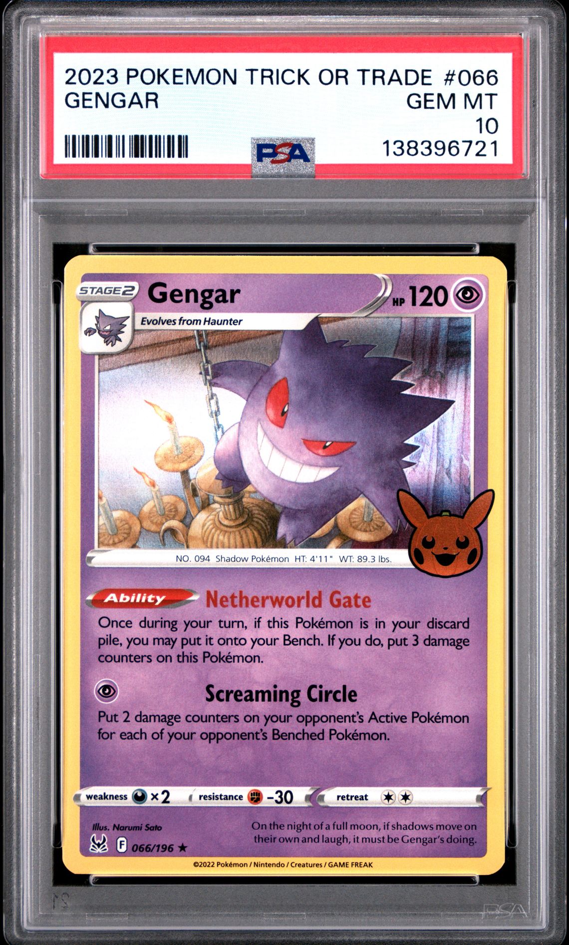 2023 Pokemon Trick Or Trade Gengar #066 Gem Mt 10 front