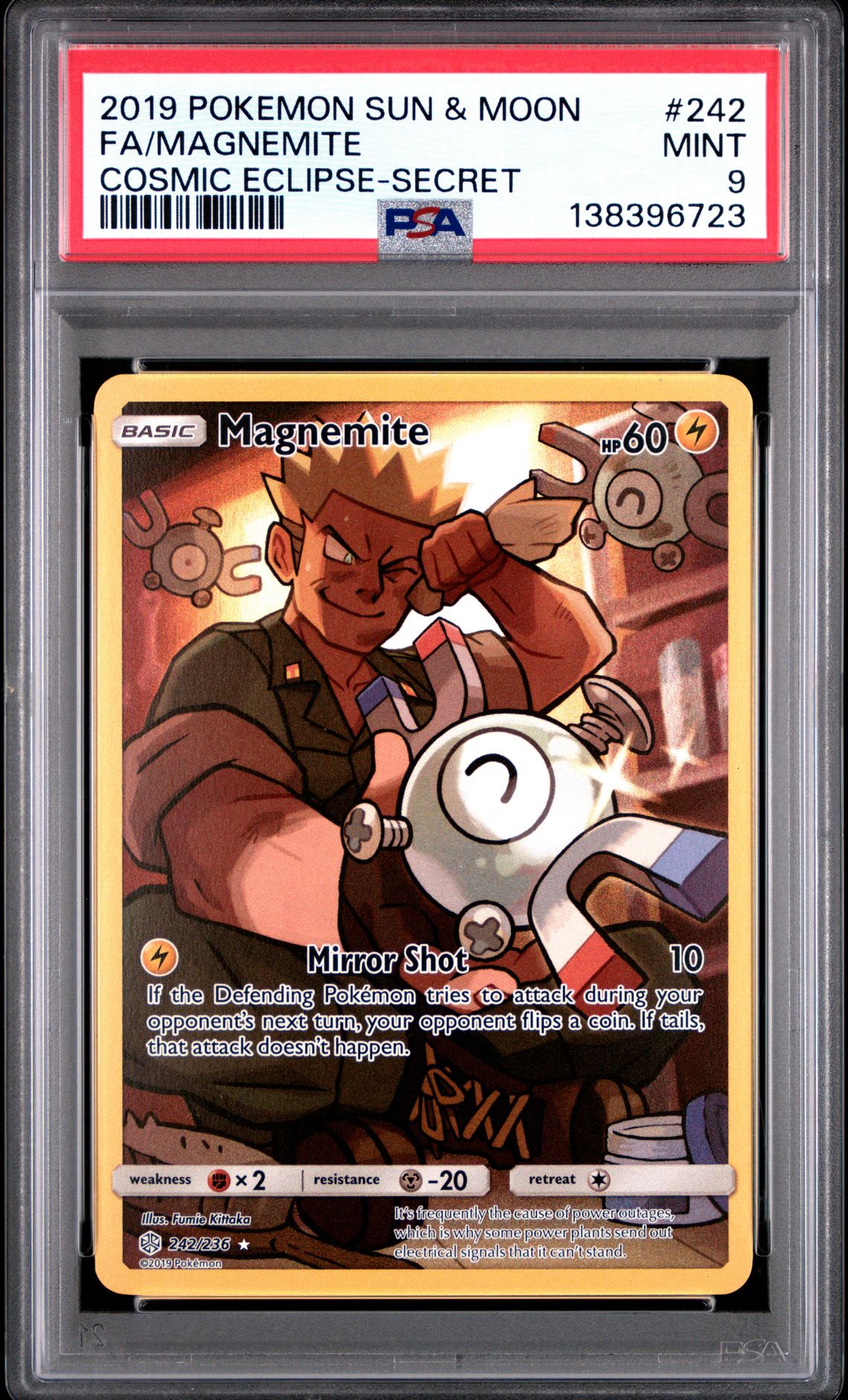 2019 Pokemon Sun & Moon Cosmic Eclipse Fa/Magnemite #242 (Cosmic Eclipse-Secret) Mint 9 front