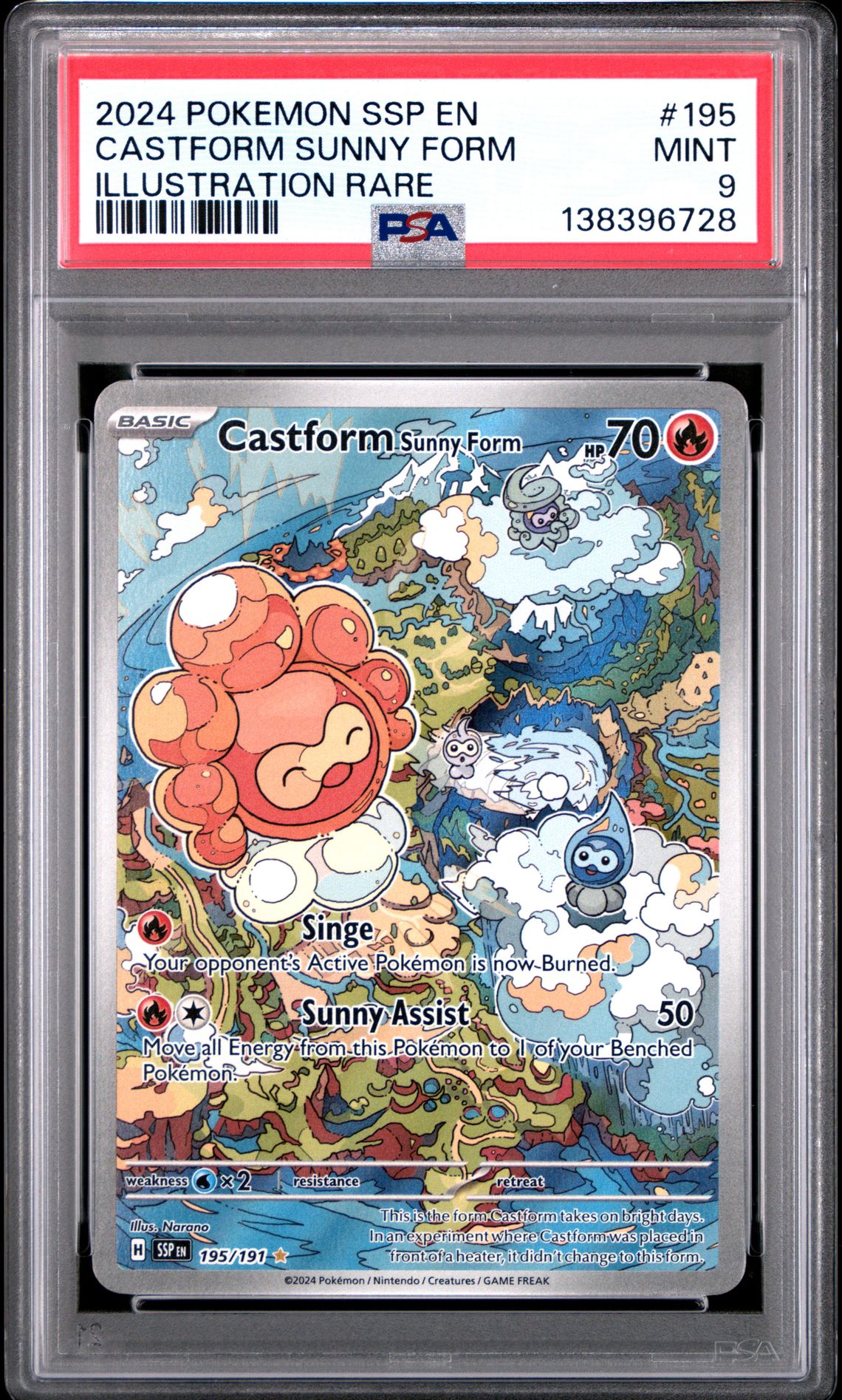 2024 Pokemon Ssp En-Surging Sparks Castform Sunny Form #195 (Illustration Rare) Mint 9 front