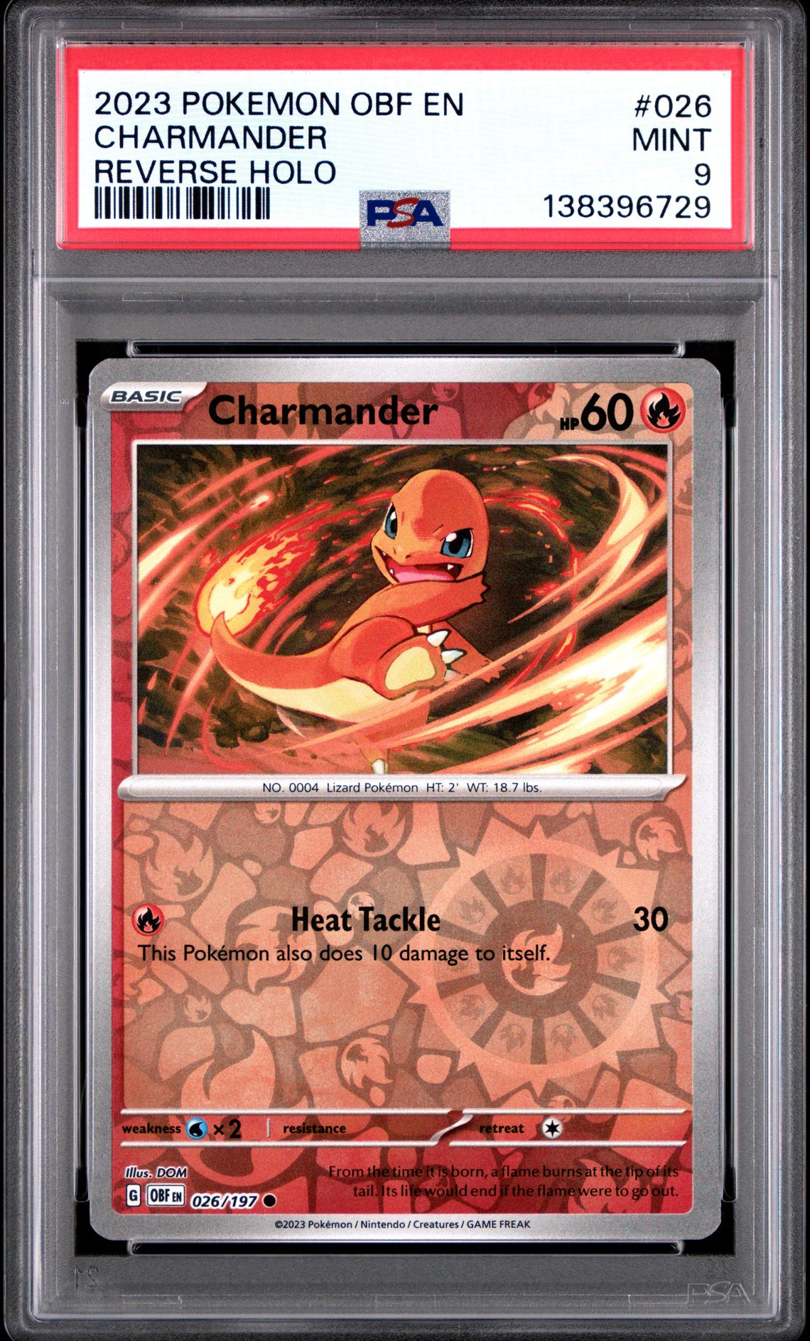2023 Pokemon Obf En-Obsidian Flames Charmander #026 (Reverse Holo) Mint 9 front
