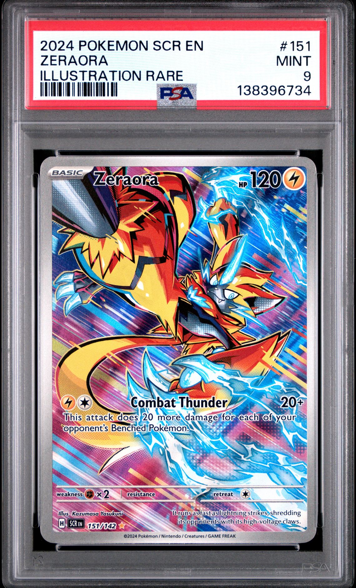 2024 Pokemon Scr En-Stellar Crown Zeraora #151 (Illustration Rare) Mint 9 front