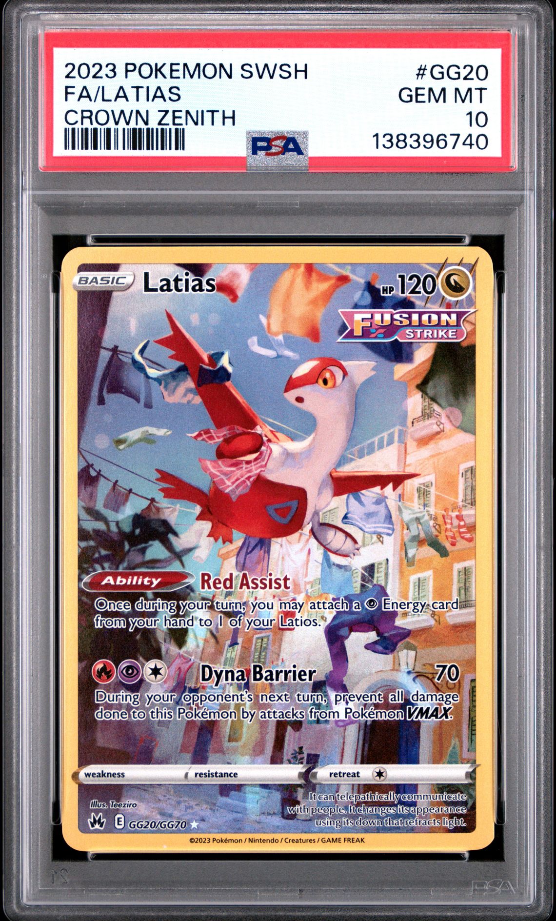 2023 Pokemon Sword And Shield Crown Zenith Fa/Latias #Gg20 (Crown Zenith) Gem Mt 10 front