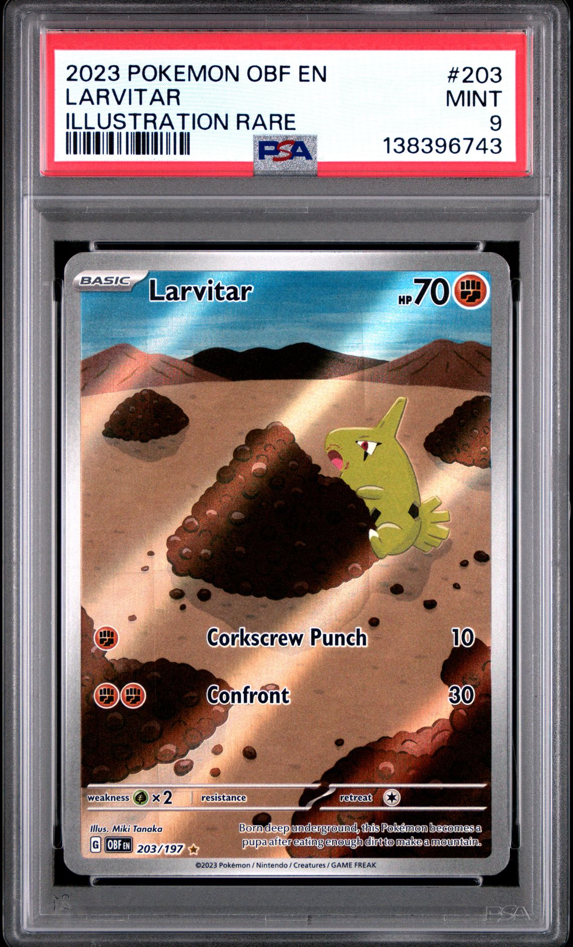 2023 Pokemon Obf En-Obsidian Flames Larvitar #203 (Illustration Rare) Mint 9 front
