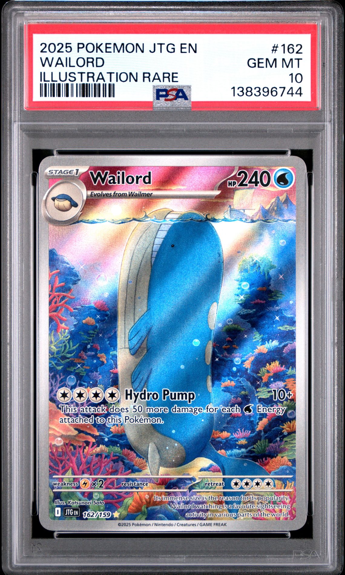 2025 Pokemon Jtg En-Journey Together Wailord #162 (Illustration Rare) Gem Mt 10 front