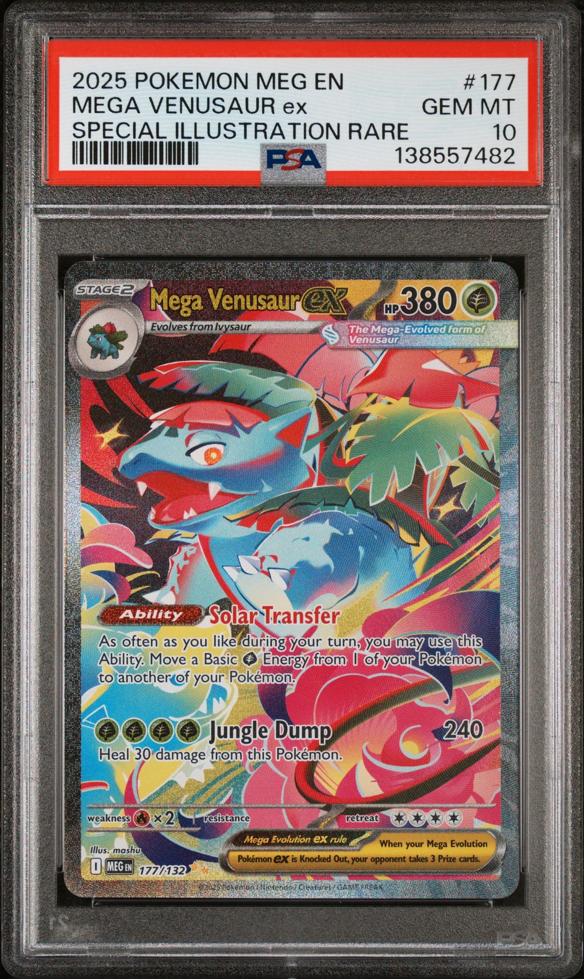 2025 Pokemon Meg En-Mega Evolution Mega Venusaur Ex #177 (Special Illustration Rare) Gem Mt 10 front view - PSA graded GEM MT 10
