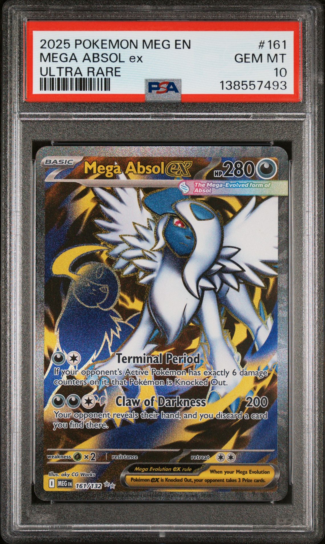2025 Pokemon Meg En-Mega Evolution Mega Absol Ex #161 (Ultra Rare) Gem Mt 10 front