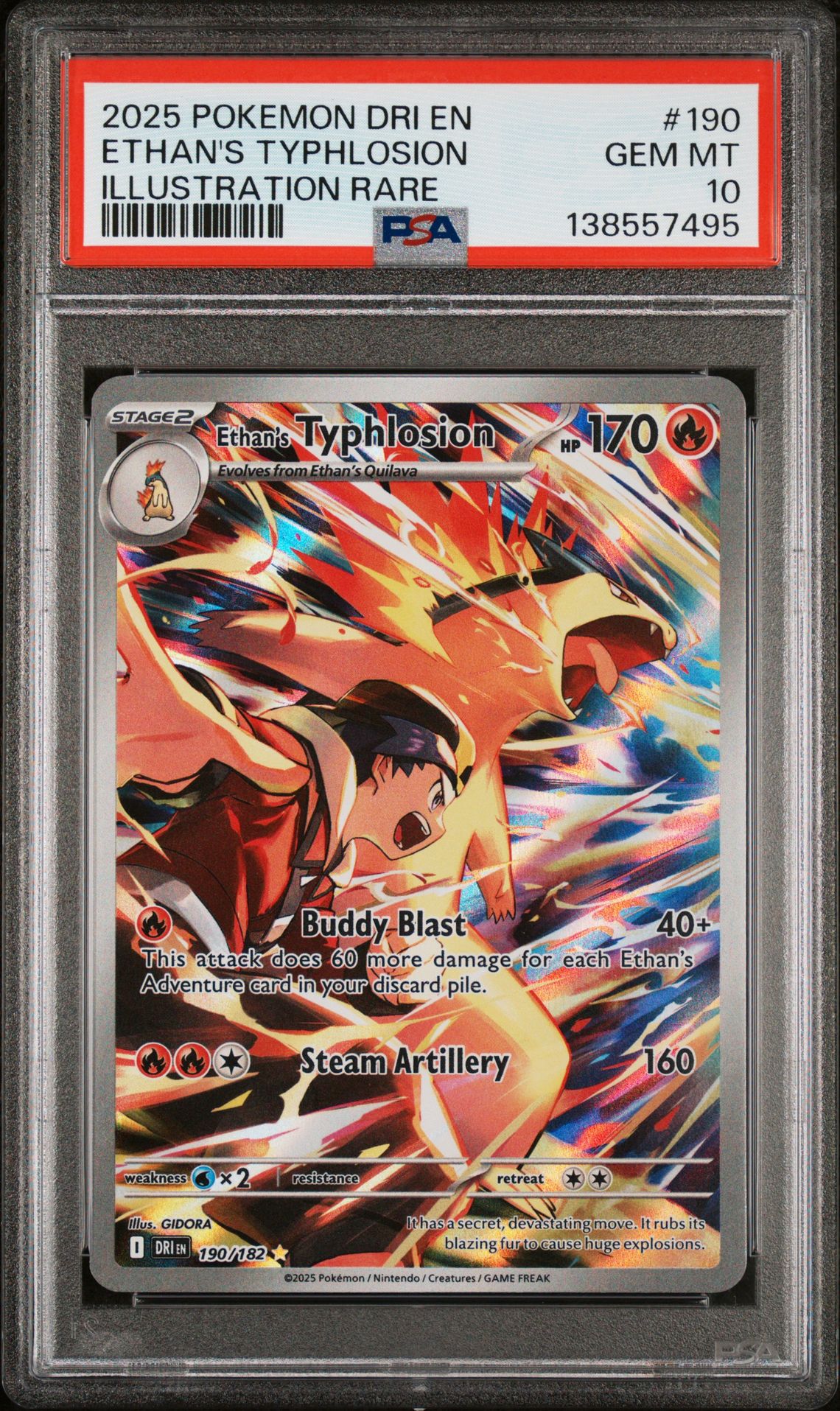 2025 Pokemon Dri En-Destined Rivals Ethan's Typhlosion #190 (Illustration Rare) Gem Mt 10 front