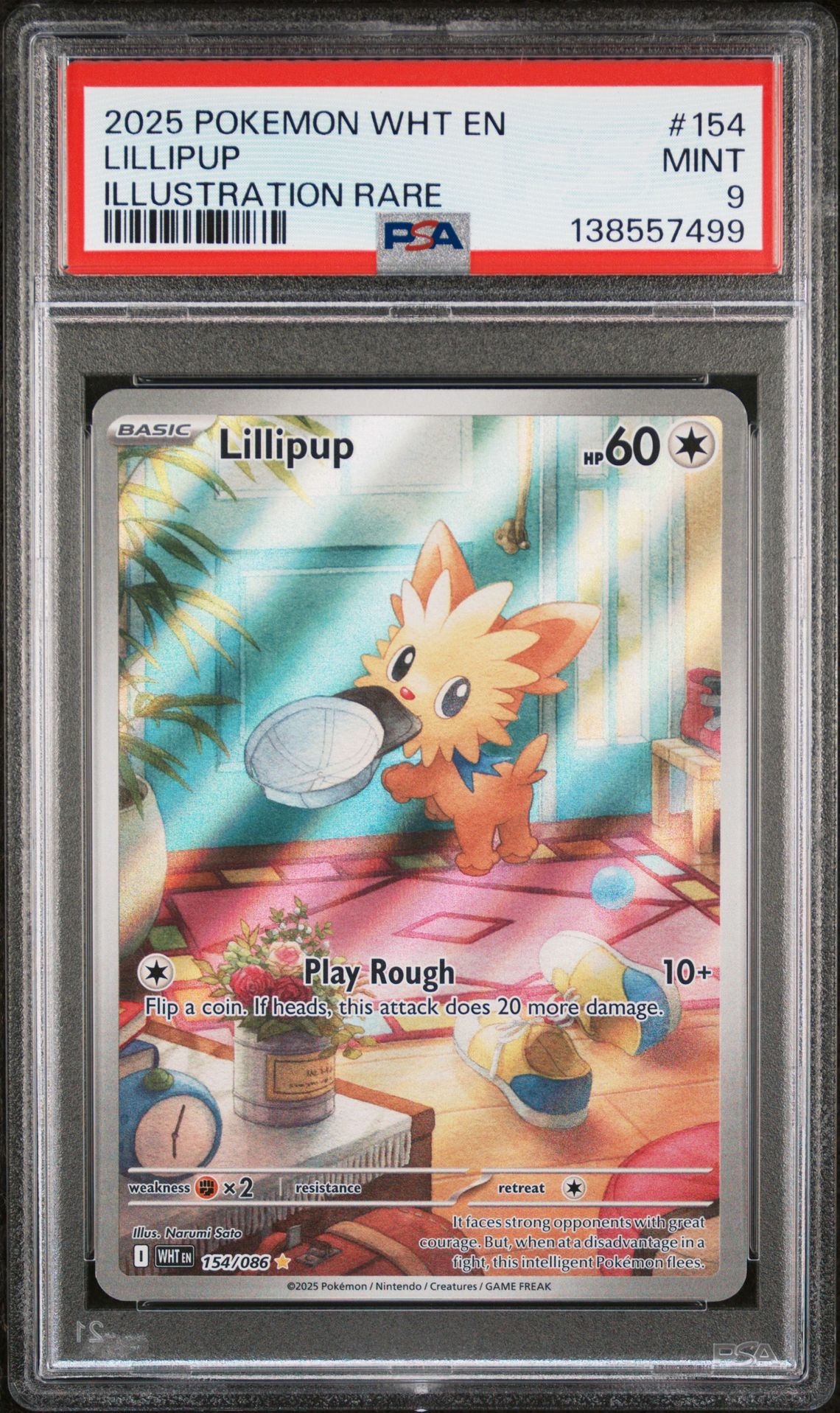2025 Pokemon Wht En-White Flare Lillipup #154 (Illustration Rare) Mint 9 front