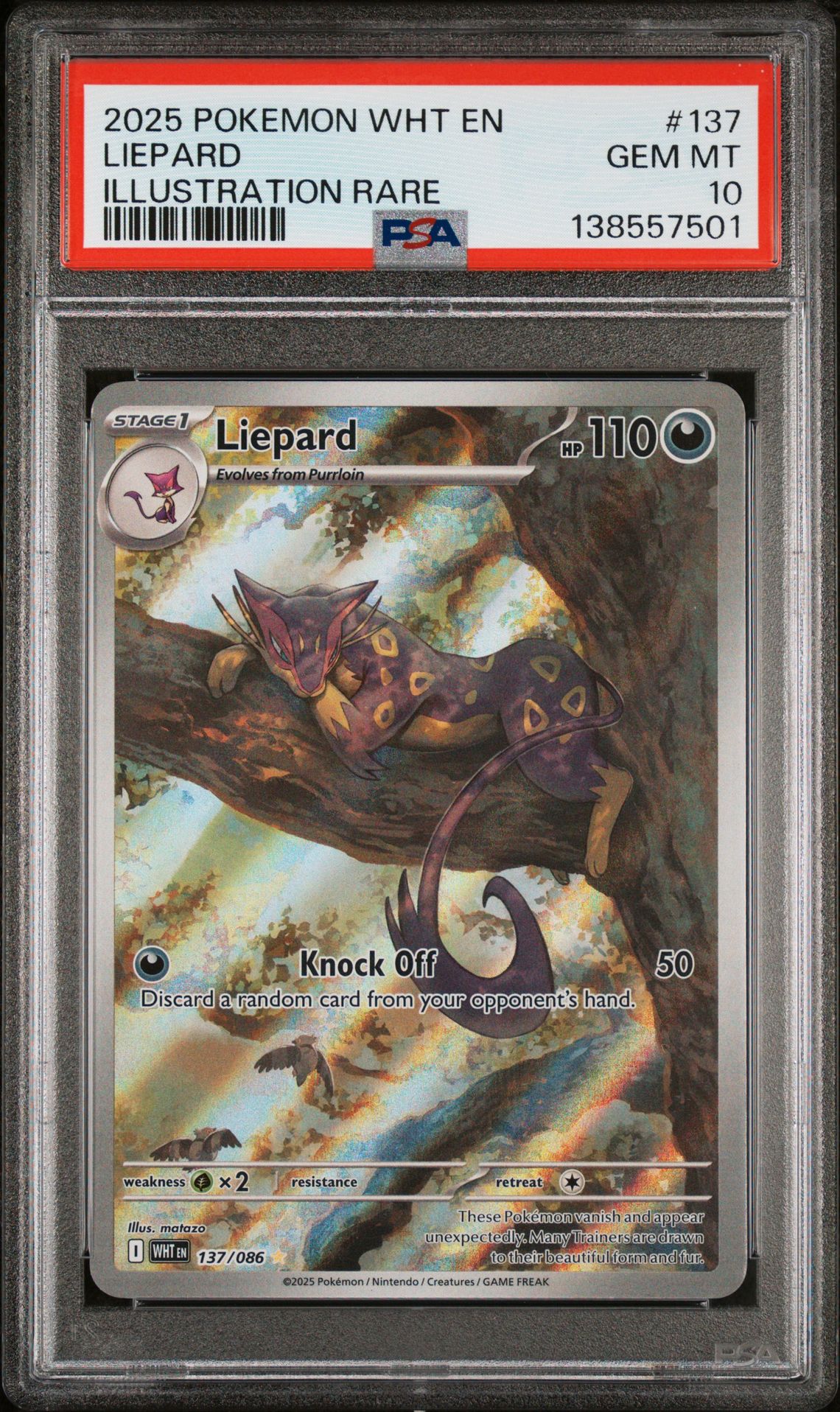 2025 Pokemon Wht En-White Flare Liepard #137 (Illustration Rare) Gem Mt 10 front