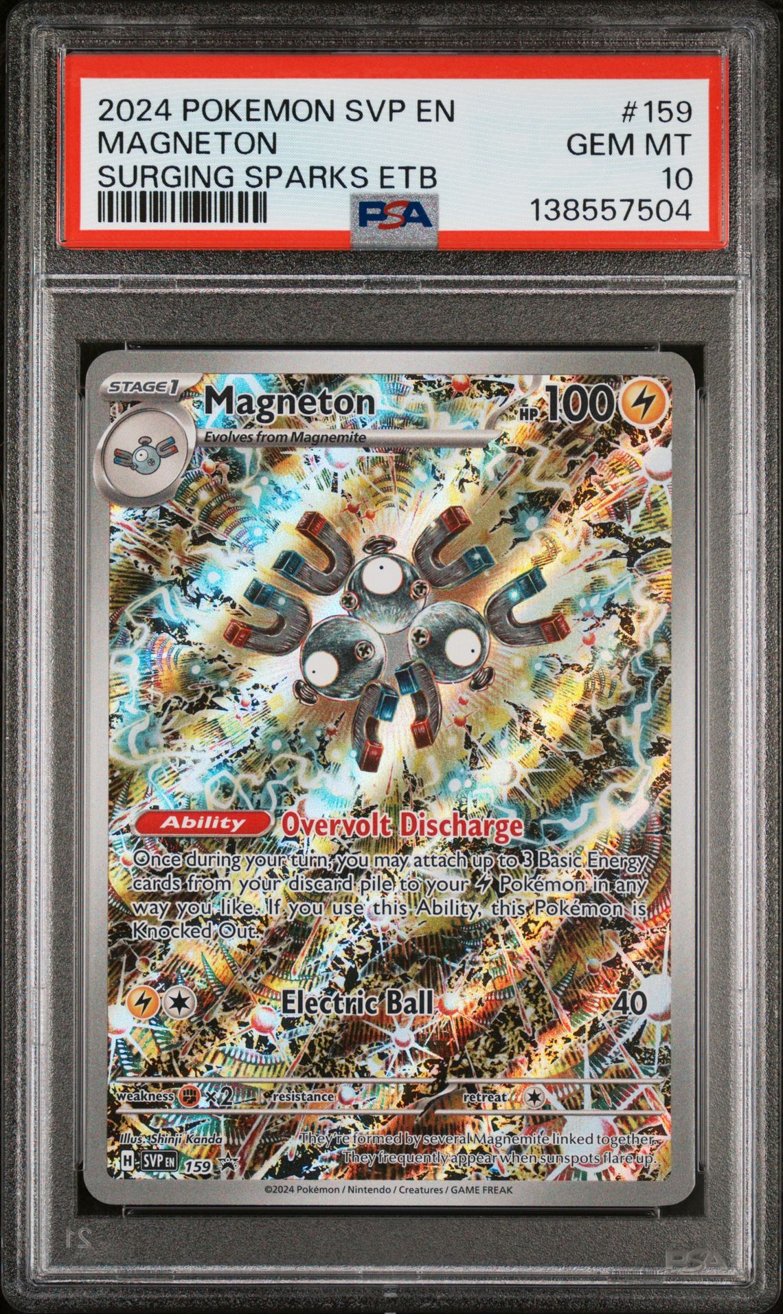 2024 Pokemon Svp En-Sv Black Star Promo Magneton #159 (Surging Sparks Etb) Gem Mt 10 front