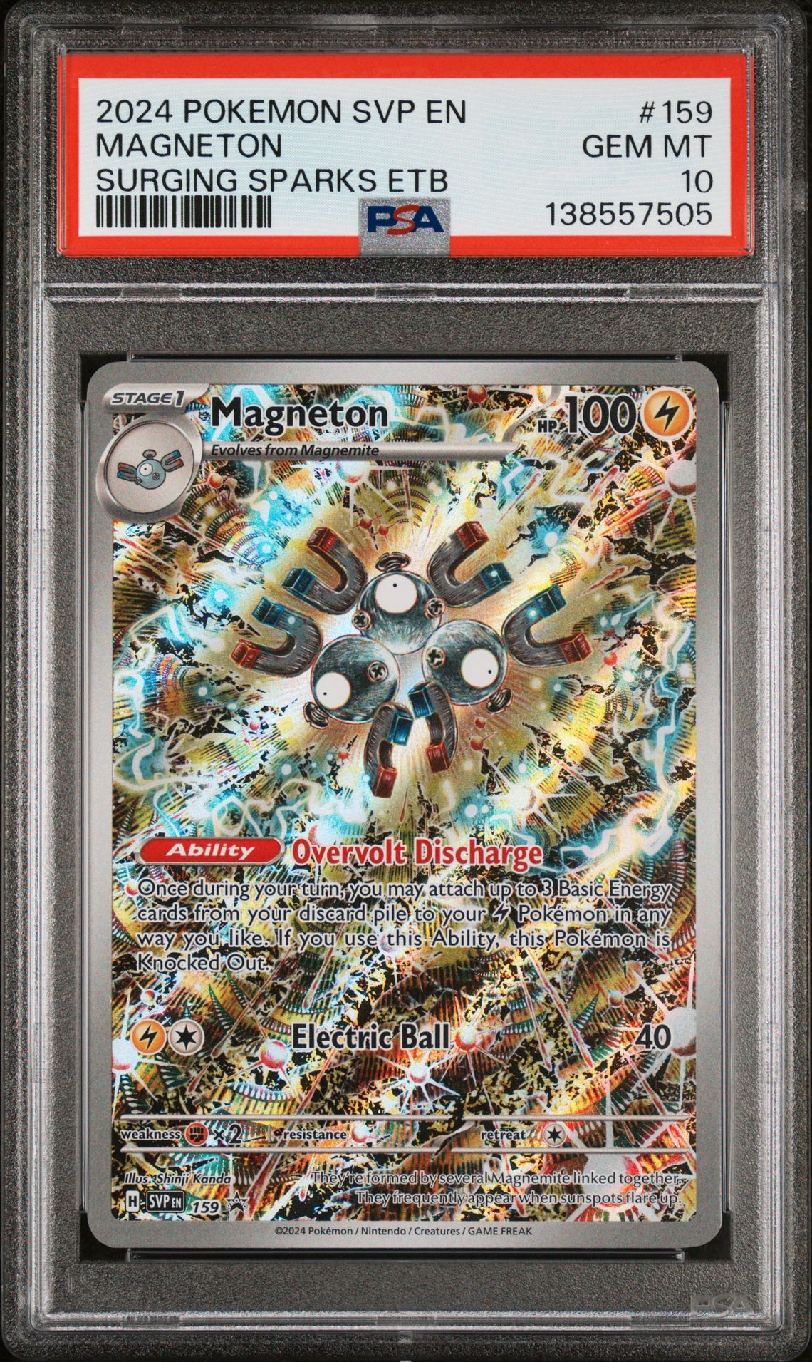 2024 POKEMON SVP EN-SV BLACK STAR PROMO MAGNETON SURGING SPARKS ETB 159 GEM MT 10 front