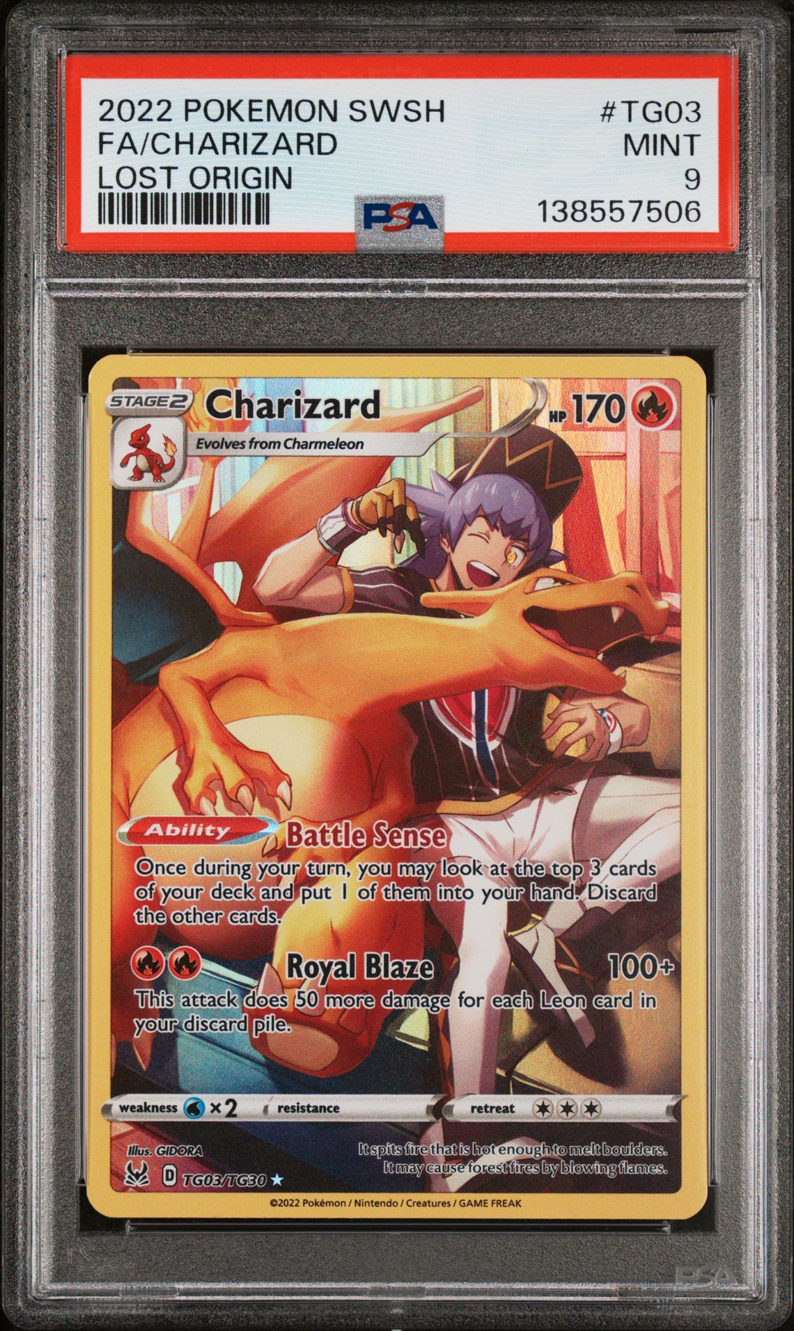 2022 Pokemon Sword & Shield Lost Origin Fa/Charizard #Tg03 (Lost Origin) Mint 9 front