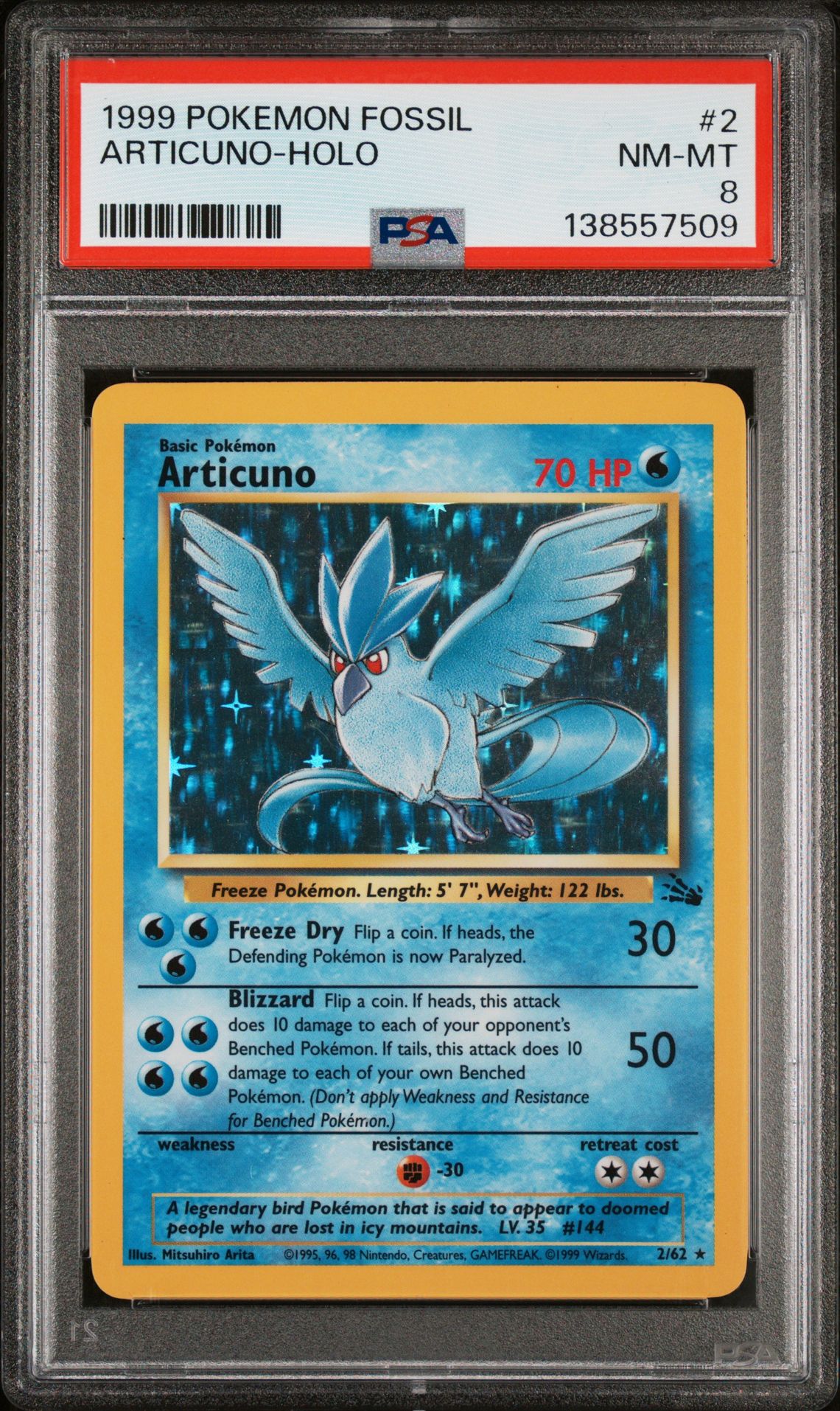 1999 Pokemon Fossil Articuno-Holo #2 Nm-Mt 8 front