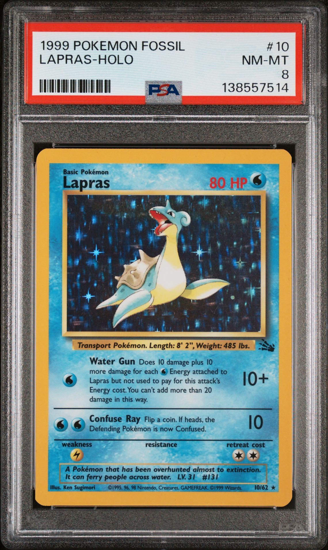 1999 Pokemon Fossil Lapras-Holo #10 Nm-Mt 8 front