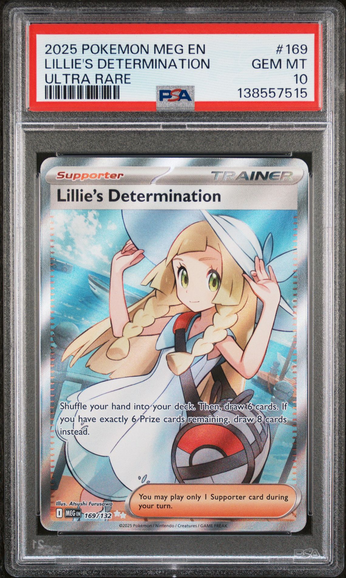 2025 Pokemon Meg En-Mega Evolution Lillie's Determination #169 (Ultra Rare) Gem Mt 10 front