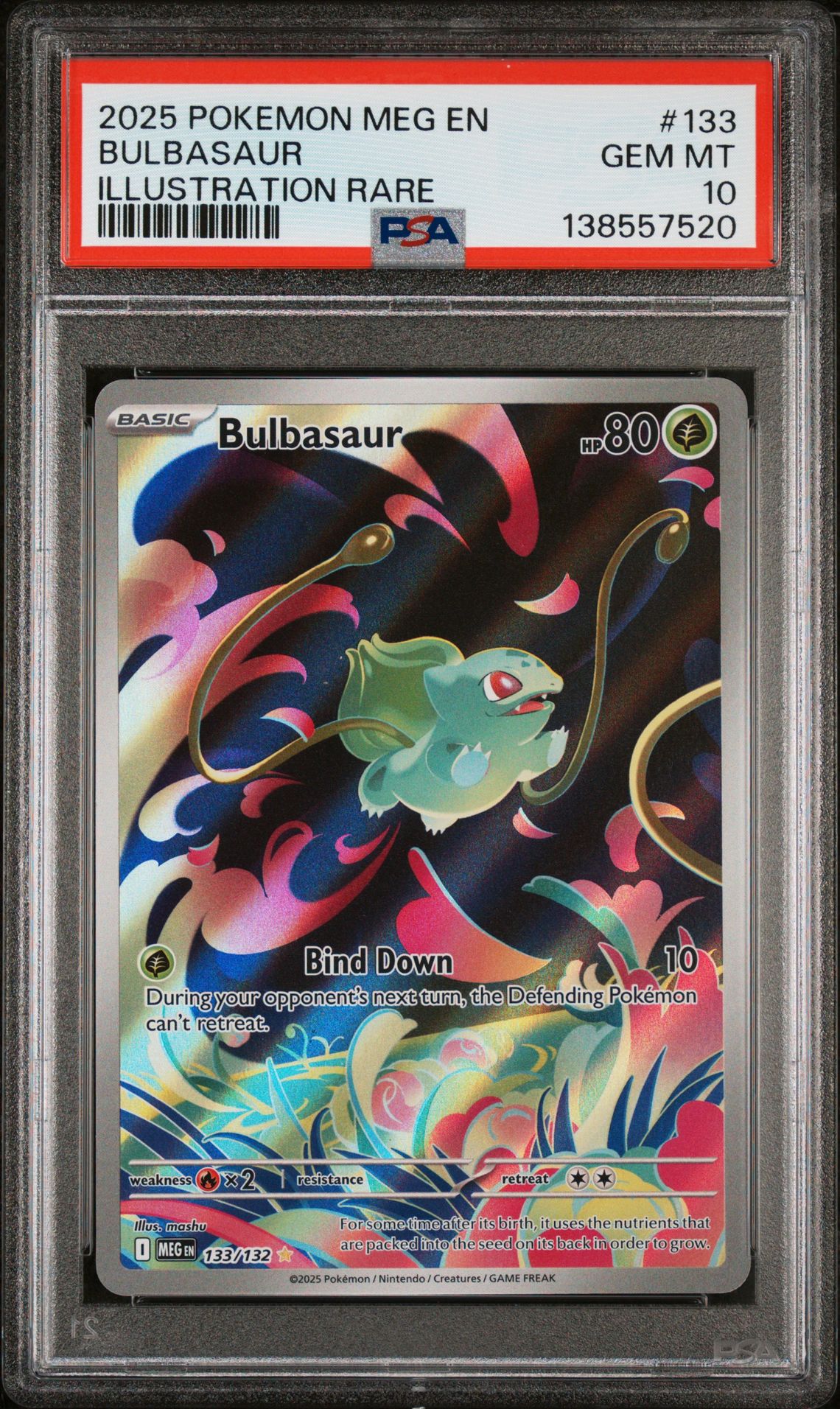 2025 Pokemon Meg En-Mega Evolution Bulbasaur #133 (Illustration Rare) Gem Mt 10 front