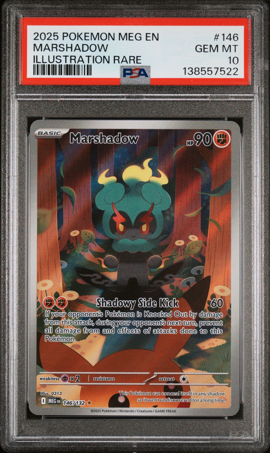 2025 Pokemon Meg En-Mega Evolution Marshadow #146 (Illustration Rare) Gem Mt 10 front