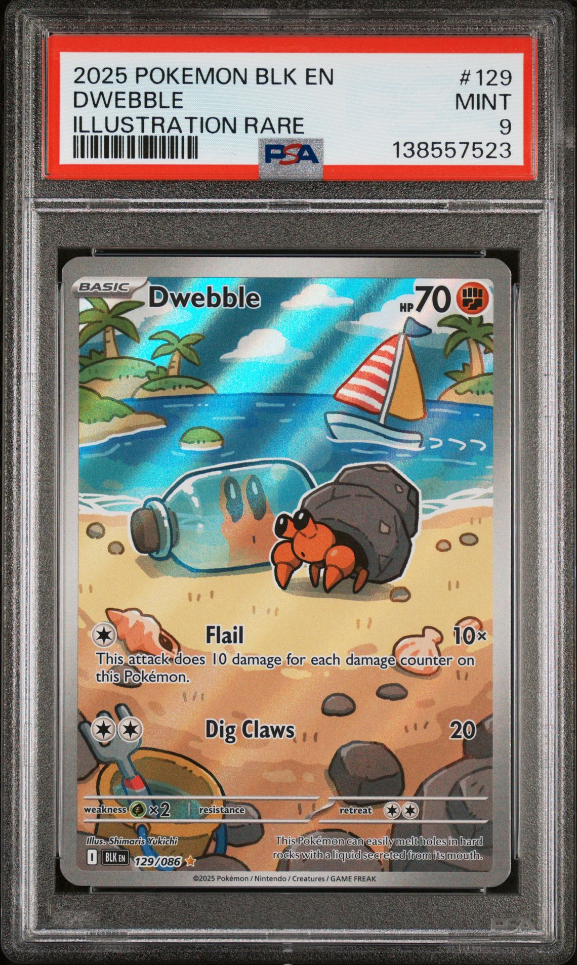 2025 Pokemon Blk En-Black Bolt Dwebble #129 (Illustration Rare) Mint 9 front