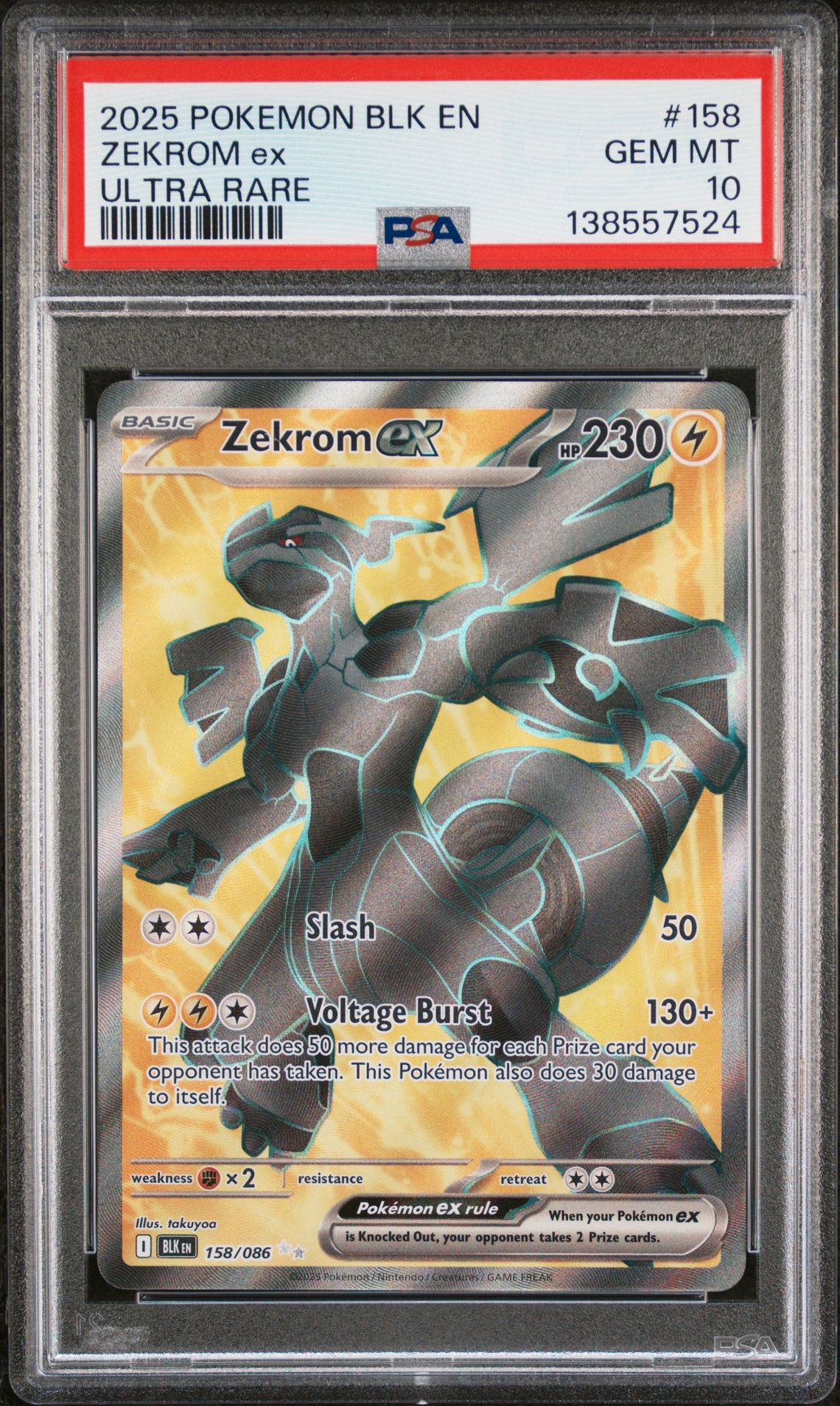 2025 Pokemon Blk En-Black Bolt Zekrom Ex #158 (Ultra Rare) Gem Mt 10 front
