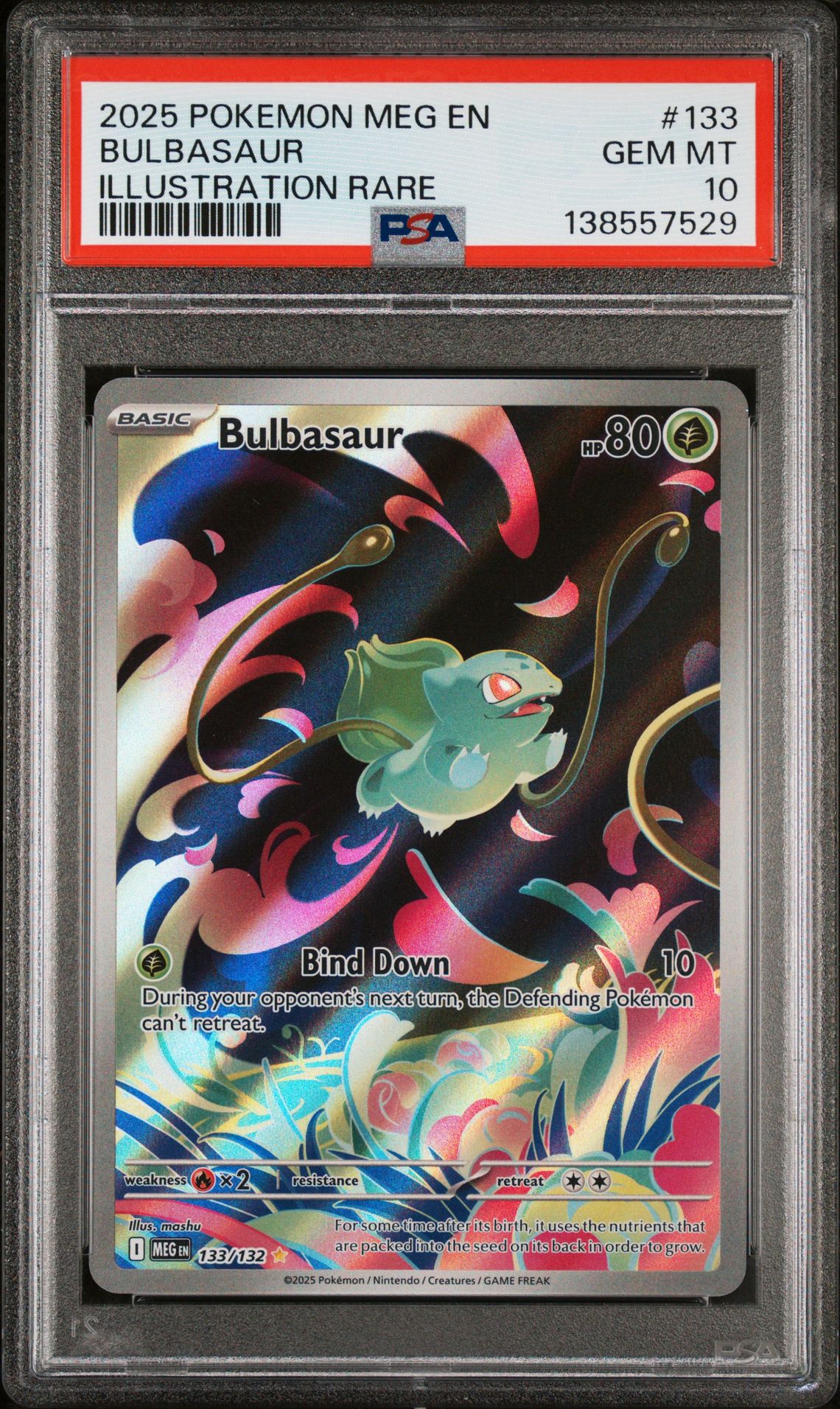 2025 Pokemon Meg En-Mega Evolution Bulbasaur #133 (Illustration Rare) Gem Mt 10 front