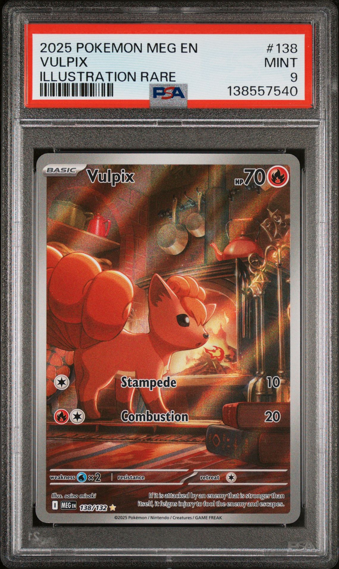2025 Pokemon Meg En-Mega Evolution Vulpix #138 (Illustration Rare) Mint 9 front