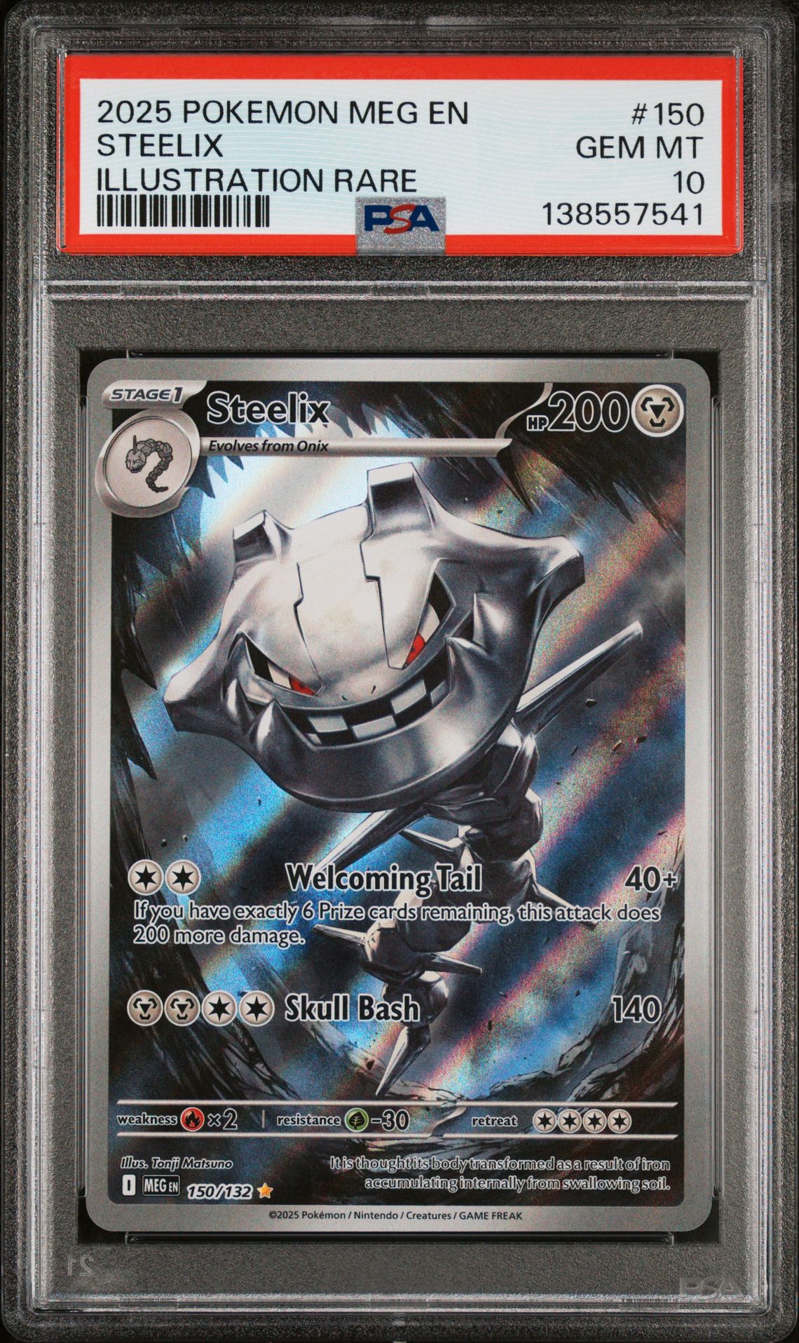 2025 Pokemon Meg En-Mega Evolution Steelix #150 (Illustration Rare) Gem Mt 10 front