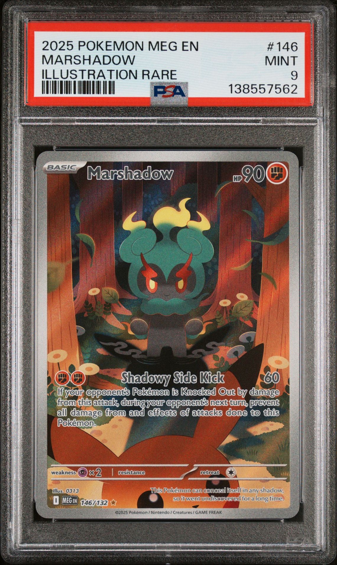 2025 Pokemon Meg En-Mega Evolution Marshadow #146 (Illustration Rare) Mint 9 front