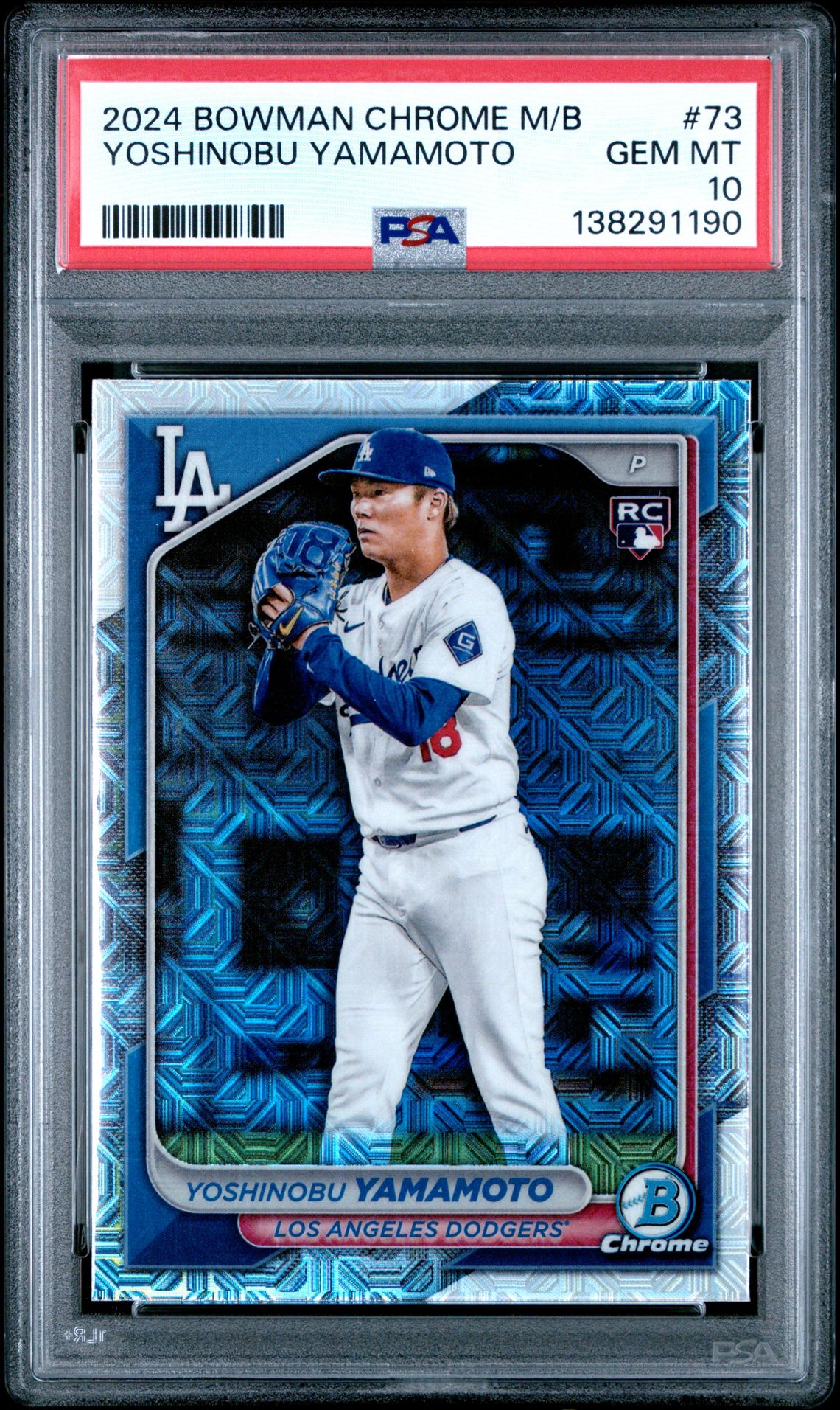 2024 Bowman Chrome Mega Box Yoshinobu Yamamoto #73 Gem Mt 10 front