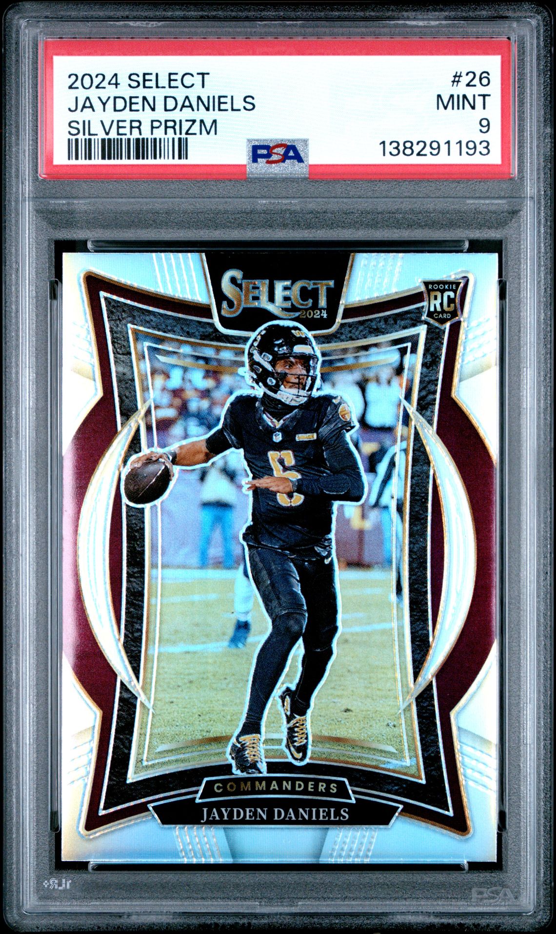 2024 Panini Select Jayden Daniels #26 (Silver Prizm) Mint 9 front