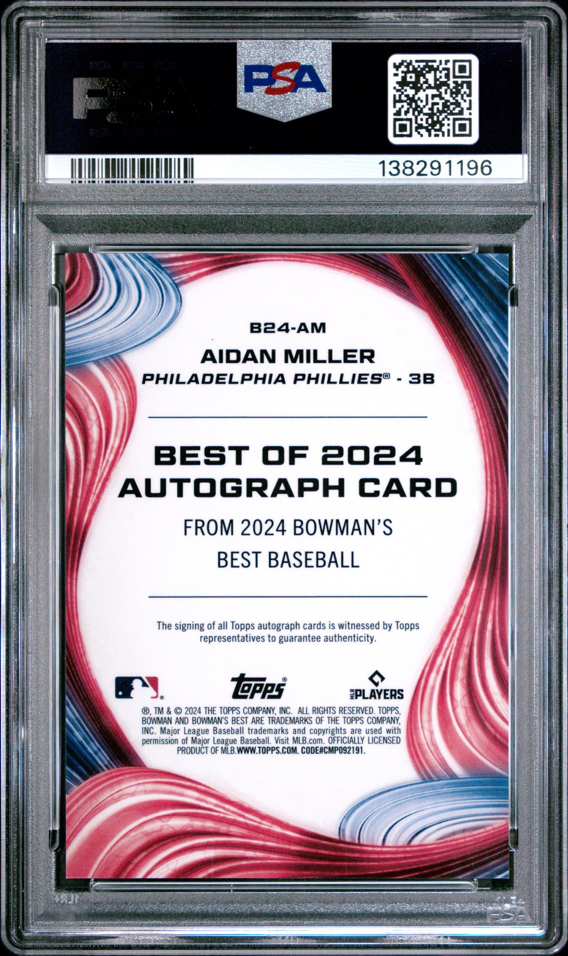 2024 Bowman's Best Best Of 2024 Autographs Aidan Miller #B24Am Mint 9 back
