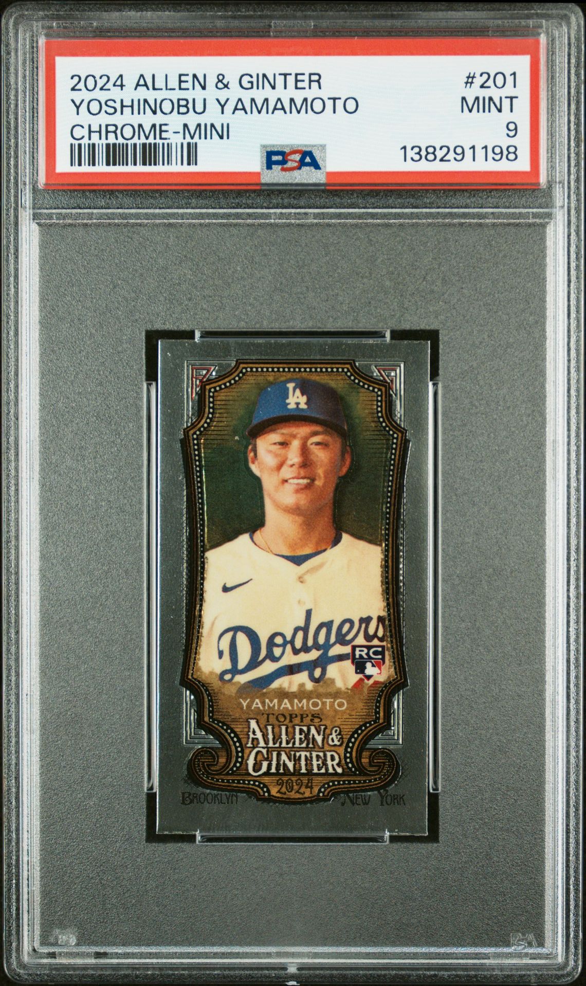 2024 Topps Allen & Ginter Yoshinobu Yamamoto #201 (Chrome-Mini) Mint 9 front