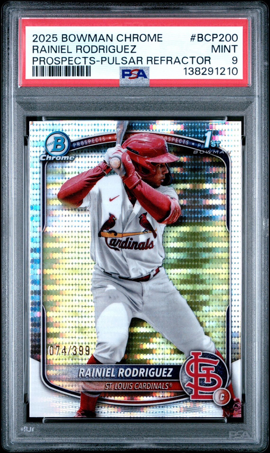 2025 Bowman Chrome Prospects Rainiel Rodriguez #Bcp200 (Prospects-Pulsar Refractor) Mint 9 front