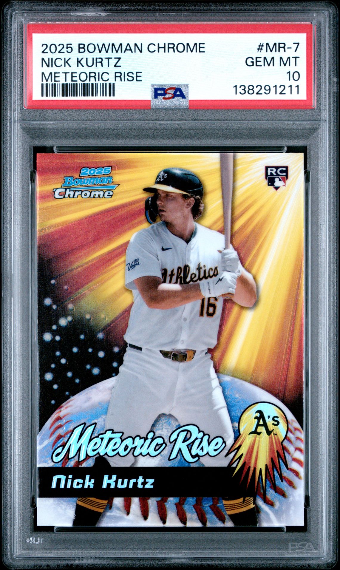2025 Bowman Chrome Meteoric Rise Nick Kurtz #Mr-7 Gem Mt 10 front