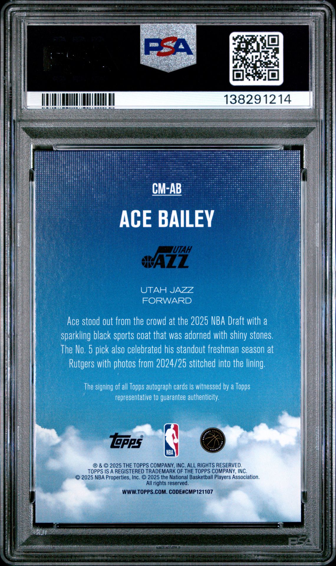 2025 Topps Contemporary Marks Ace Bailey #Cm-Ab Mint 9 back