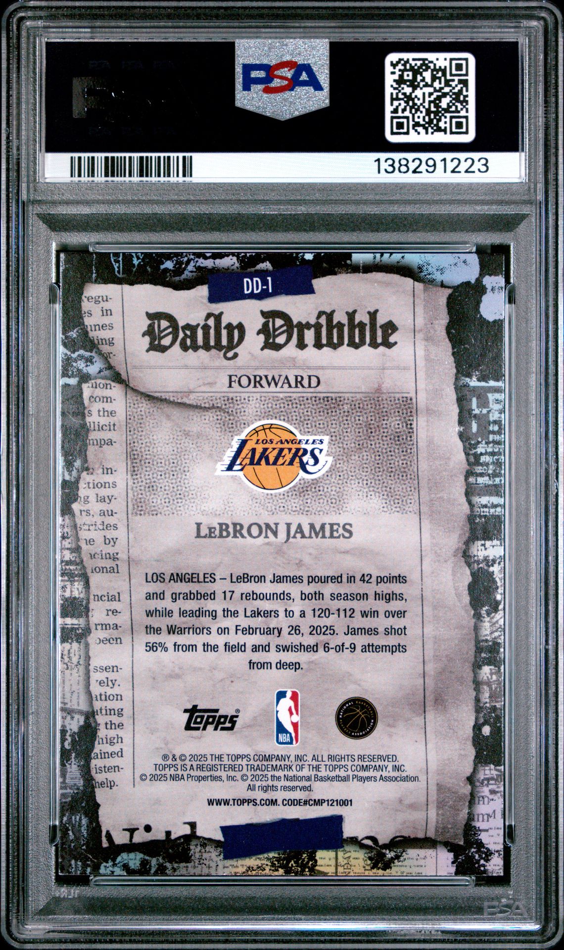 2025 Topps The Daily Dribble Lebron James #Dd-1 Mint 9 back