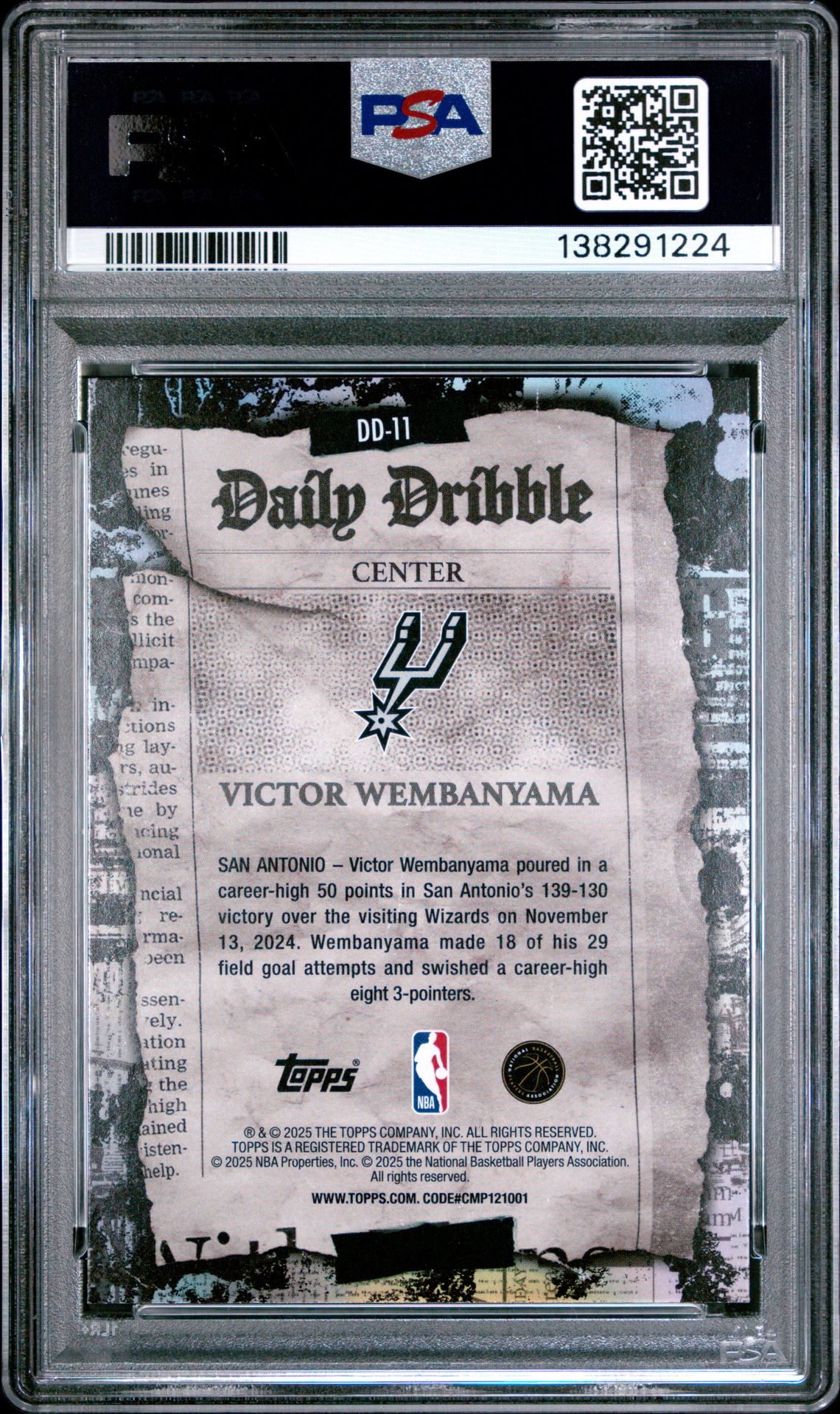 2025 Topps The Daily Dribble Victor Wembanyama #Dd-11 Mint 9 back