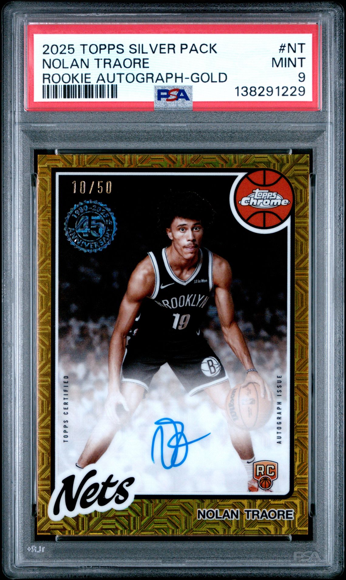 2025 Topps Silver Pack 1980-81 Topps Chrome Basketball Rookie Autographs Nolan Traore #Nt (Rookie Autograph-Gold) Mint 9 front