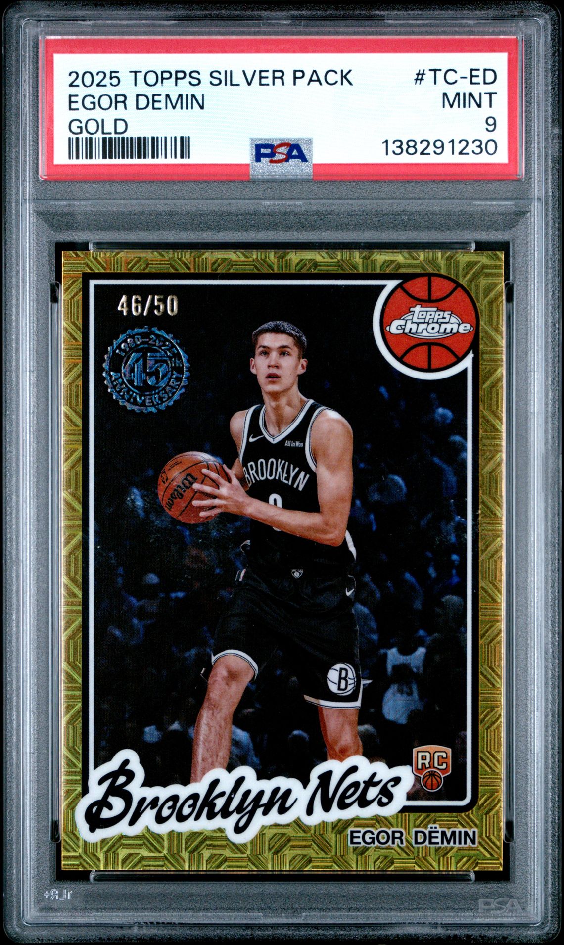 2025 Topps Silver Pack 1980-81 Topps Chrome Basketball Egor Demin #Tc-Ed (Gold) Mint 9 front