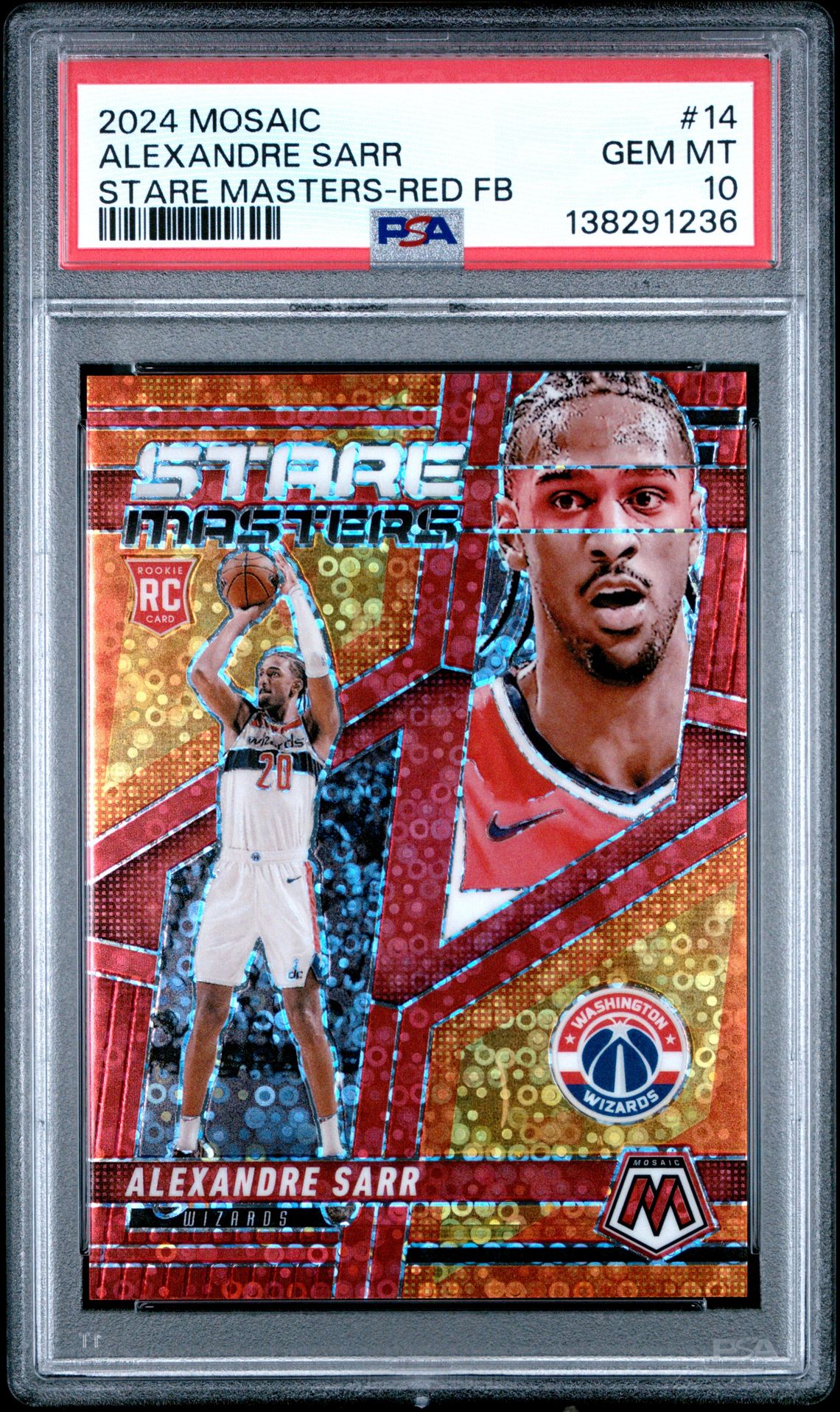 2024 Panini Mosaic Stare Masters Alexandre Sarr #14 (Stare Masters-Red Fb) Gem Mt 10 front