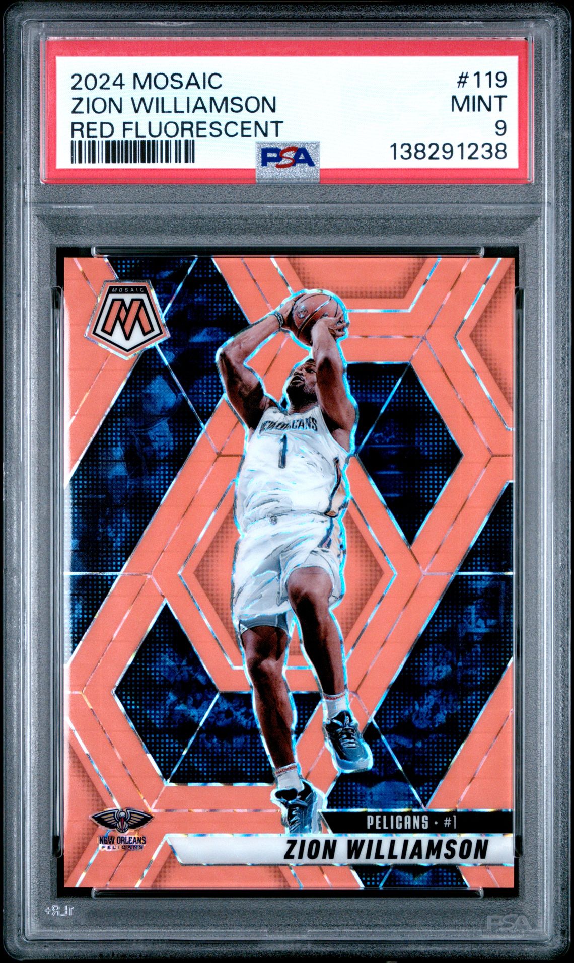2024 Panini Mosaic Zion Williamson #119 (Red Fluorescent) Mint 9 front