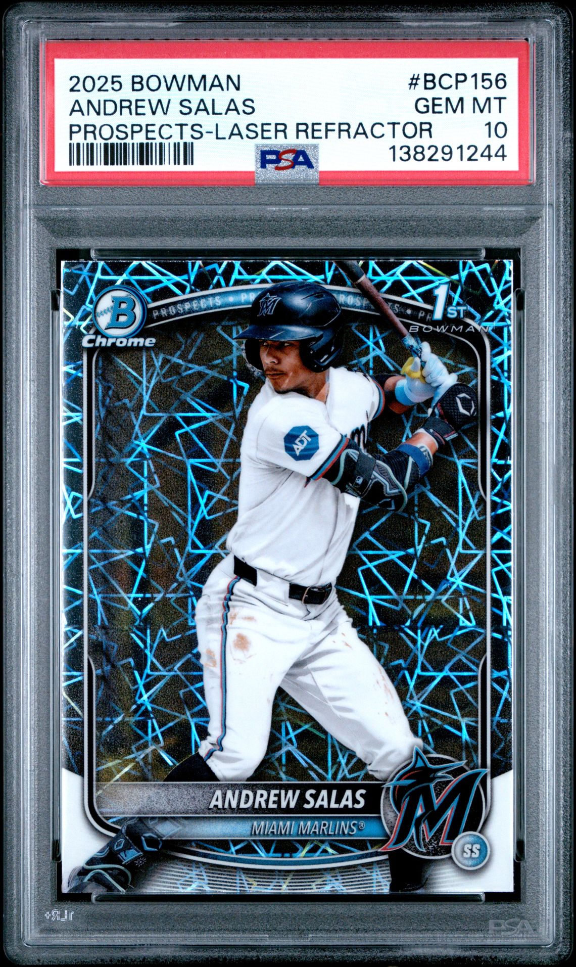 2025 Bowman Chrome Prospects Andrew Salas #Bcp156 (Prospects-Laser Refractor) Gem Mt 10 front