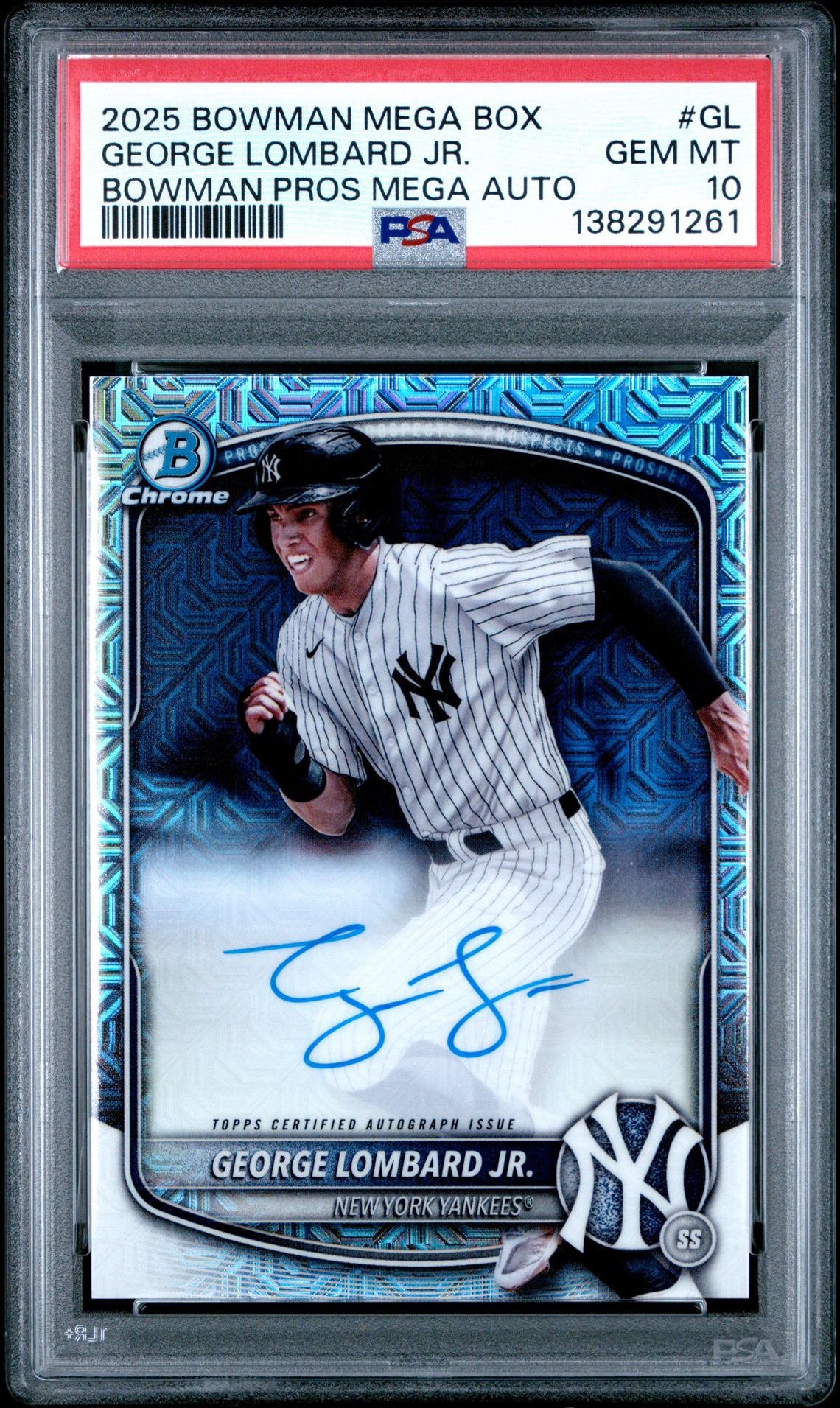 2025 Bowman Mega Box Bowman Prospect Mega Autographs George Lombard Jr. #Gl Gem Mt 10 front