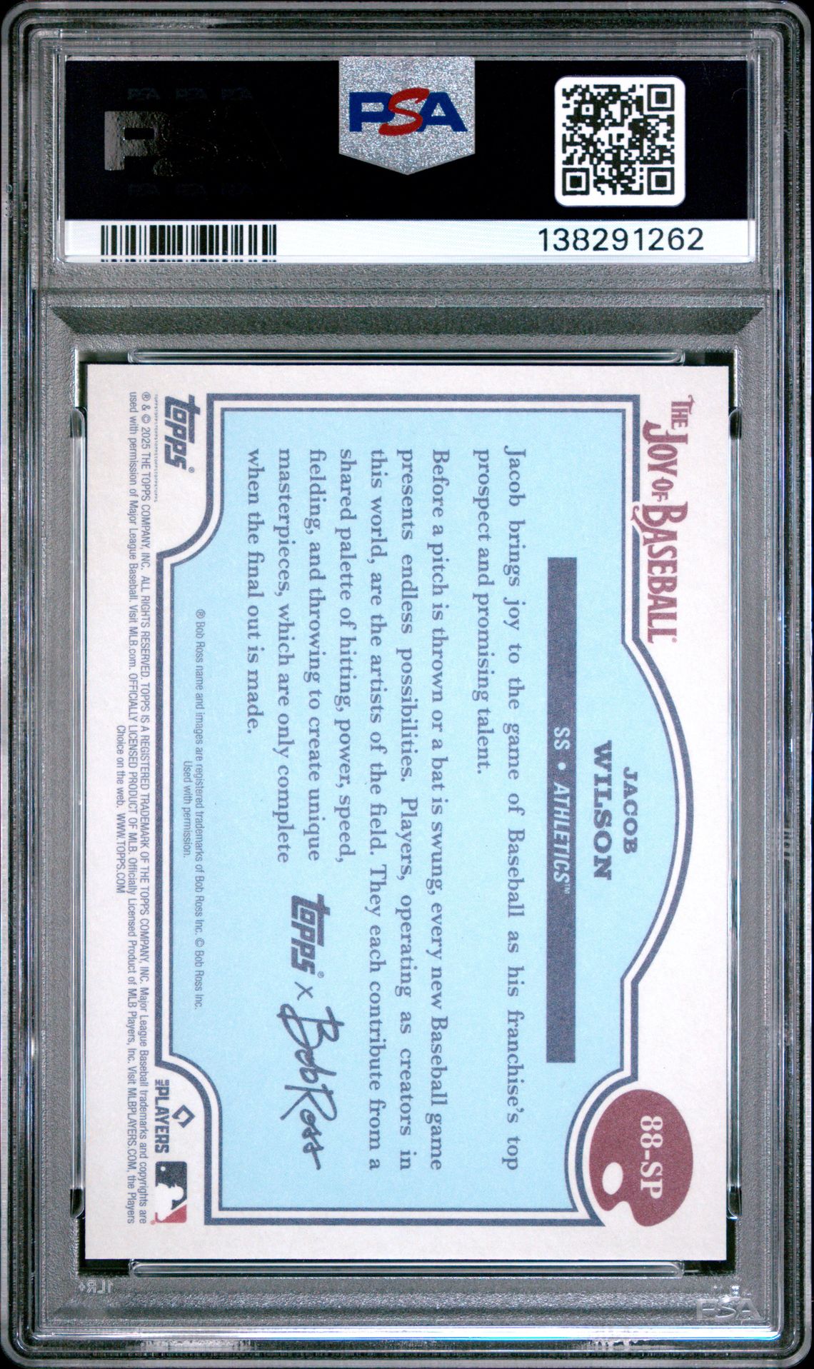 2025 Topps X Bob Ross The Joy Of Baseball Jacob Wilson #88-Sp (Beauty Is Everywhere) Gem Mt 10 back