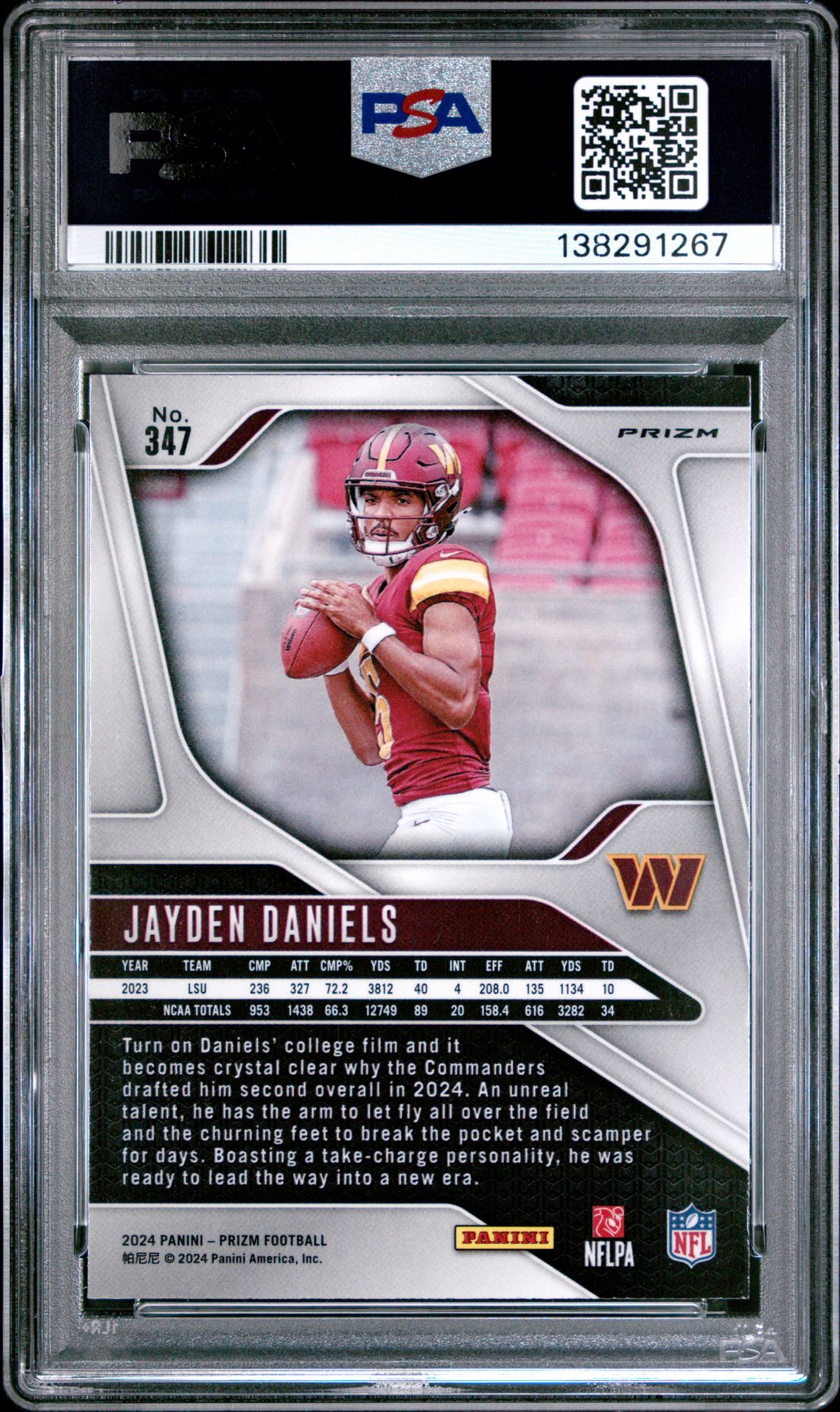 2024 Panini Prizm Jayden Daniels #347 (Silver Prizm) Nm-Mt 8 back
