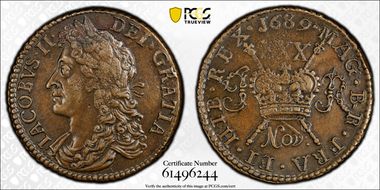 1689 Nov 1/2 Cr S-6579E Gun Money AU55