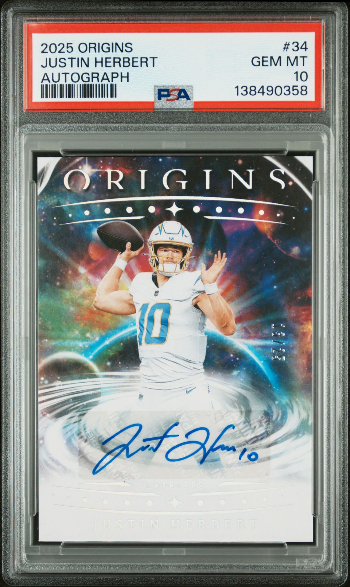 2025 Panini Origins AUTOGRAPH #34 Justin Herbert front