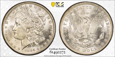 1884-O $1 VAM 6, O/O MS62