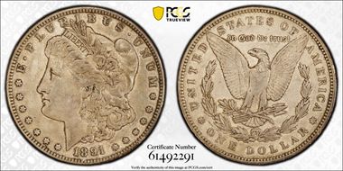 1891 $1 VAM 2, Doubled Ear XF45