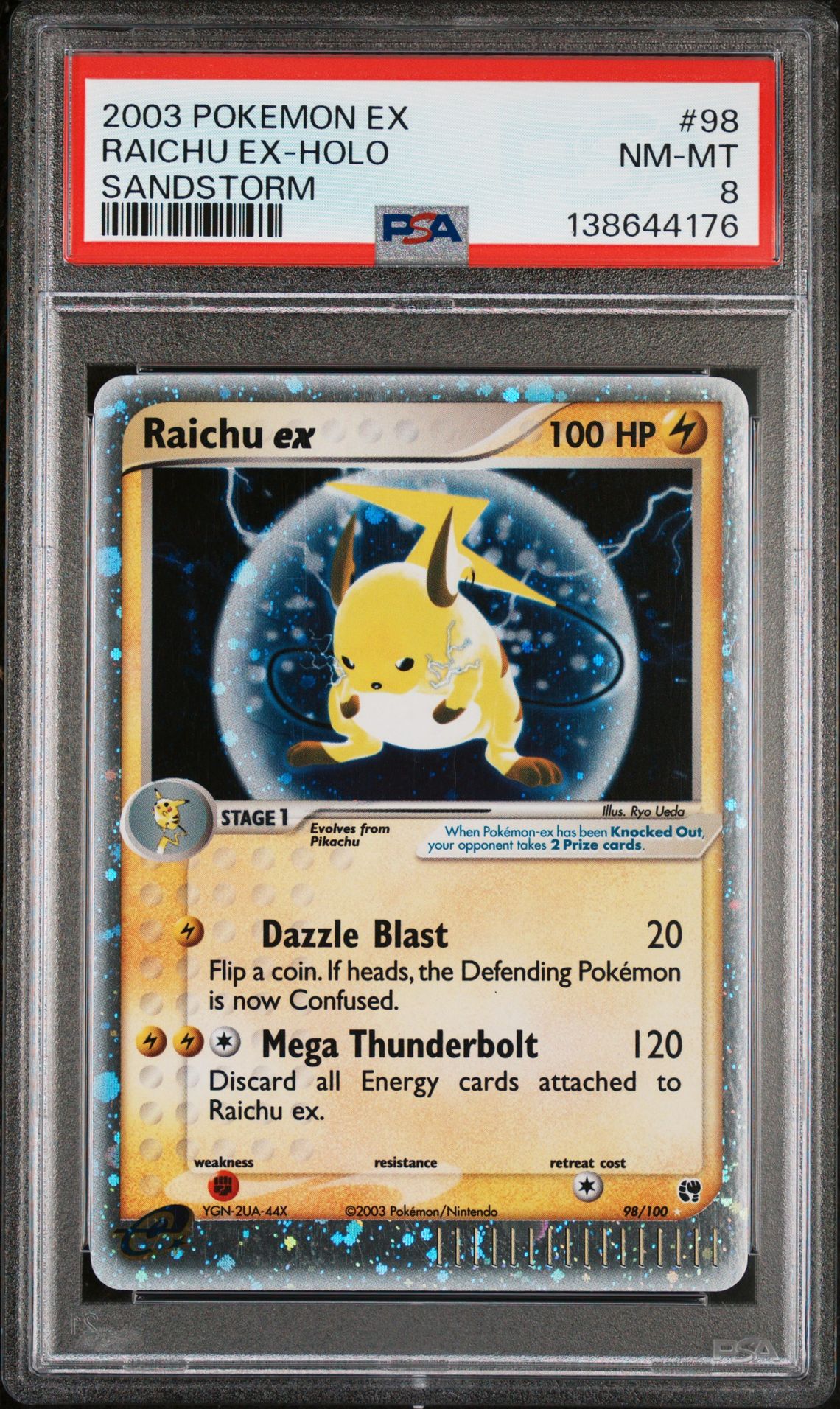 2003 Pokemon POKEMON EX SANDSTORM #98 Raichu Ex-Holo front