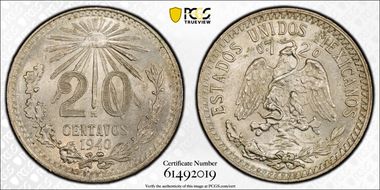 1940-M 20C KM-438 Ag MS65